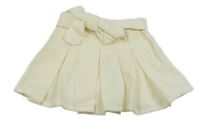 Nové - Smotanová zamatová menšestrová skladaná sukňa s opaskom Caracol