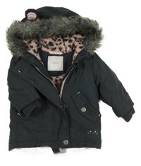 Tmavosivá šušťáková zimná parka s kapucňou Next