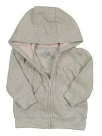 Šedá fleecová propínací mikina s kapucí Carter´s