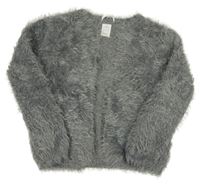 Sivý trblietavý svetrový chlpatý cardigán Zara