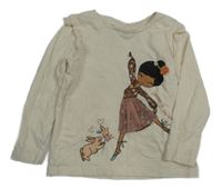 Smetanové triko s baletkou a volánky C&A