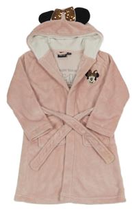 Svetloružový chlpatý župan s kapucí - Minnie Disney