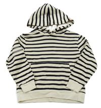 Smetanovo-čierna pruhovaná mikina s klokankou a kapucňou H&M