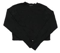 Čierne rebrované crop tričko Terranova