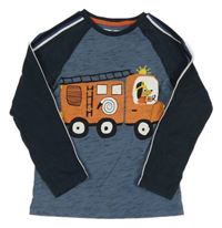 Modro-tmavomodré triko s hasiči Next 