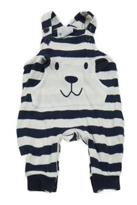 Tmavomodro-bílé pruhované laclové tepláky s pejskem Topolino