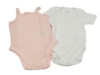 2x - Bílé + růžové děrované body 