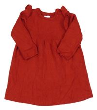 Červené úpletové rebrované šaty s volánikmi F&F