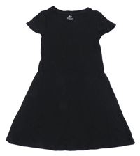 Čierne rebrované bavlnené šaty H&M