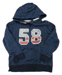 Tmavomodrá melírovnaá mikina s číslom a kapucňou H&M