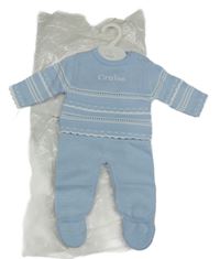 Nové - 2set - Světlemodrý svetr s proužky + polodupky Dandelion