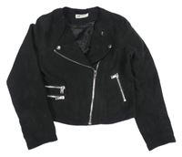 Čierny semišový podšitý crop krivák H&M