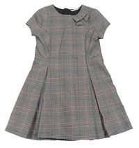 Sivo-červeno-čierno-biele kockované melírované šaty s mašlou H&M