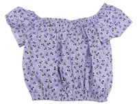 Levandulová crop halenka s kytičkami New Look