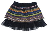 Čierno-farebná pruhovaná vzorovaná sukňa s tylovým volánikom Fanny Look