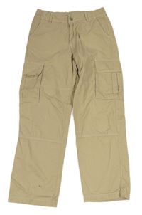Béžové cargo plátěné kalhoty H&M