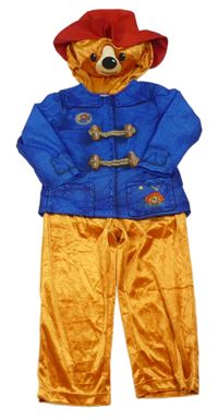 Kostým - Modro/safírovo-medová kombinéza s kapucí - medvídek Paddington George