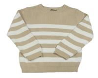 Béžovo-biely pruhovaný sveter PRIMARK