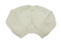 Smetanové chlupaté propínací svetrové bolérko so trblietkami Next