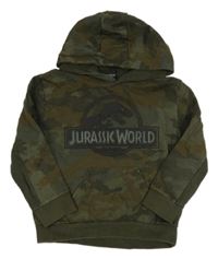 Army-tmavokhaki mikina s dinosaurem - Jurský svět a vreckom a kapucňou PRIMARK