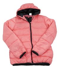 Růžová prošívaná šusťáková zimní bunda s kapucí Y.F.K.