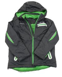 Tmavosivá šušťáková zimná lyžiarska bunda s odopínacíá kapucňou Tchibo