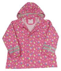 Ružová nepromokavá bunda s hviezdičkami a odopínacíá kapucňou Playshoes