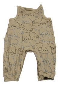 Béžové žebrované cargo laclové tepláky se zvířátky so cute