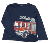 Tmavomodré triko s hasiči C&A