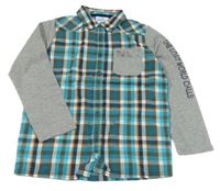 Kostkovano-šedá vzorovaná melírovaná košile s nápisy Topolino