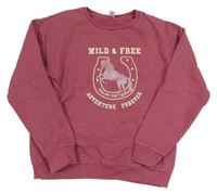 Svetlovínový á mikina s koníkem a podkovou a nápismi YIGGA