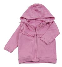 Ružová prepínaci mikina s volániky s madeirou a kapucňou George