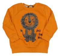 Oranžová mikina so s levíkom  a nápismi George