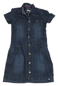 Tmavomodré rifľové prepínaci šaty s golierikom Charles Vögele