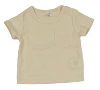 Smotanové rebrované tričko s vreckom SHEIN