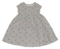 Bielo-čierne pruhované šaty s motýlikmi Topolino