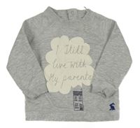 Šedá melírovaná mikina s nápisy a domečkem joules