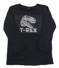 Čierne tričko s dinosaurom s T-Rexem KIDS