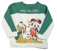 Bílo-zelená vánoční mikina Mickey mouse a Pluto zn. Primark