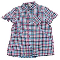 Modro-bílo-tmavorůžová kostkovaná košile H&M