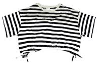 Bielo-čierne pruhované crop tričko Zara