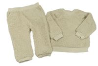2set - Béžové huňaté tepláky + mikina Tu