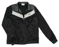 Čierno-tmavošedo-biela športová prepínaci mikina s logom Slazenger