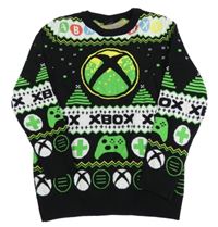 Čierno-biely vzorovaný sveter s logem X-Box George