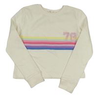 Smotanová crop mikina s pruhmi a číslom H&M