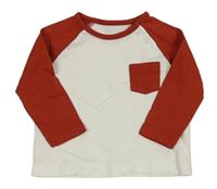 Bílo-vínové triko s kapsou Tu