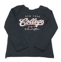 Antracitové triko s nápisem a srdíčky Famy