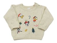Béžový vlnený sveter s Mickeym a přáteli Primark