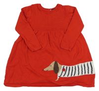 Červené svetrové šaty s jezevčíkem Joules