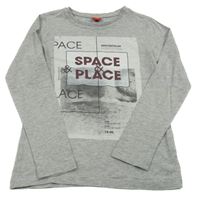 Sivé melírované tričko s potlačou a nápisom S. Oliver